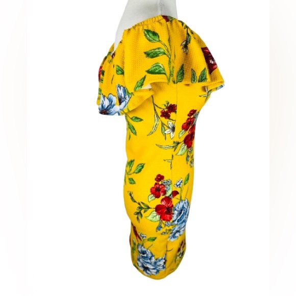 BLACK FRIDAY!! Chesley Yellow Floral Off-Shoulder Dress - Picture 2 of 4